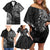 Polynesian Turtle Tribal Tattoo Family Matching Off Shoulder Short Dress and Hawaiian Shirt Black Style