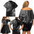 Polynesian Turtle Tribal Tattoo Family Matching Off Shoulder Short Dress and Hawaiian Shirt Black Style