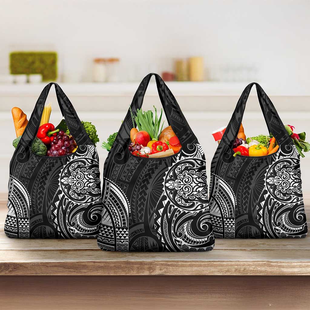 Polynesian Turtle Tribal Tattoo Grocery Bag Black Style LT9 3-pack One Size Black - Polynesian Pride