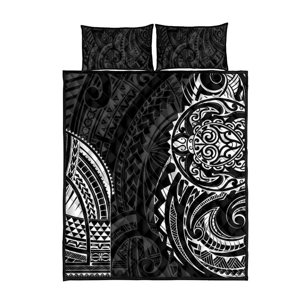 Polynesian Turtle Tribal Tattoo Quilt Bed Set Black Style LT9 - Polynesian Pride