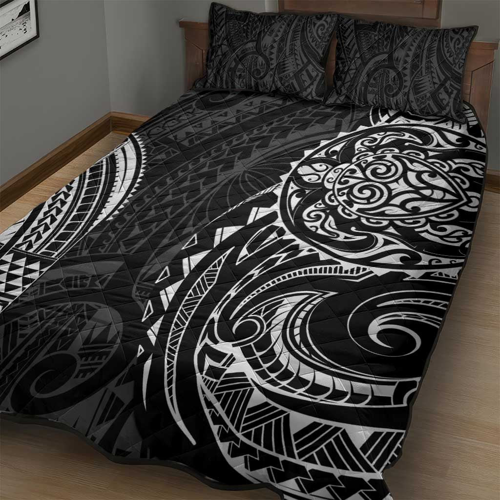 Polynesian Turtle Tribal Tattoo Quilt Bed Set Black Style LT9 - Polynesian Pride