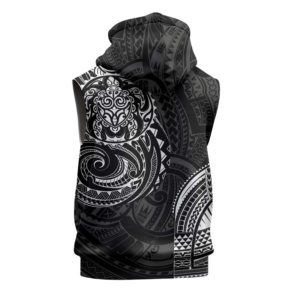 Polynesian Turtle Tribal Tattoo Sleeveless Zip Hoodie Black Style LT9 - Polynesian Pride