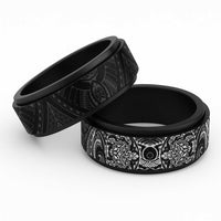 Polynesian Turtle Tribal Tattoo Spinner Ring Black Style LT9 Black Black - Polynesian Pride