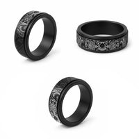Polynesian Turtle Tribal Tattoo Spinner Ring Black Style LT9 - Polynesian Pride