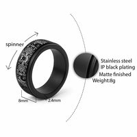 Polynesian Turtle Tribal Tattoo Spinner Ring Black Style LT9 - Polynesian Pride