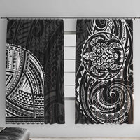 Polynesian Turtle Tribal Tattoo Window Curtain Black Style LT9 With Hooks Black - Polynesian Pride