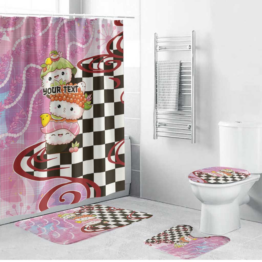 Personalized Japanese Kawaii Sushi Roll Bathroom Set Wagara Palaka Pattern LT9 Bathroom Set (4 pcs) Pink - Polynesian Pride
