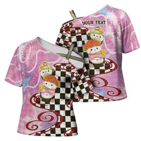 Personalized Japanese Kawaii Sushi Roll Cross Shoulder Shirt Wagara Palaka Pattern LT9 - Polynesian Pride