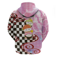 Personalized Japanese Kawaii Sushi Roll Hoodie Wagara Palaka Pattern LT9 - Polynesian Pride