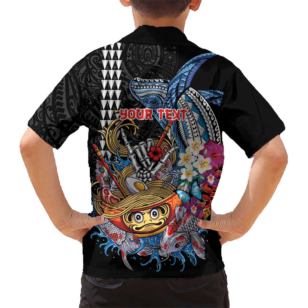 Personalized Japanese Koi Fish Ramen Kid Hawaiian Shirt Aloha Shark Kakau Pattern LT9 - Polynesian Pride