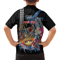 Personalized Japanese Koi Fish Ramen Kid Hawaiian Shirt Aloha Shark Kakau Pattern LT9 - Polynesian Pride