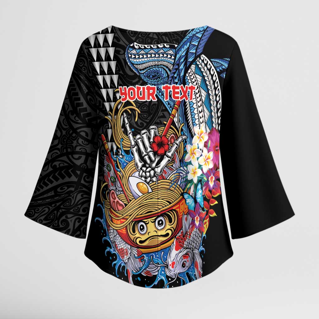 Personalized Japanese Koi Fish Ramen Kimono Sleeve Blouse Aloha Shark Kakau Pattern LT9 - Polynesian Pride
