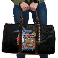 Personalized Japanese Koi Fish Ramen Travel Bag Aloha Shark Kakau Pattern LT9 Black - Polynesian Pride