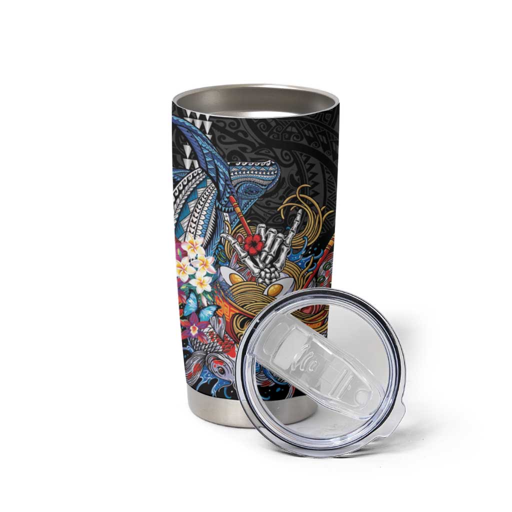 Personalized Japanese Koi Fish Ramen Tumbler Cup Aloha Shark Kakau Pattern LT9 - Polynesian Pride