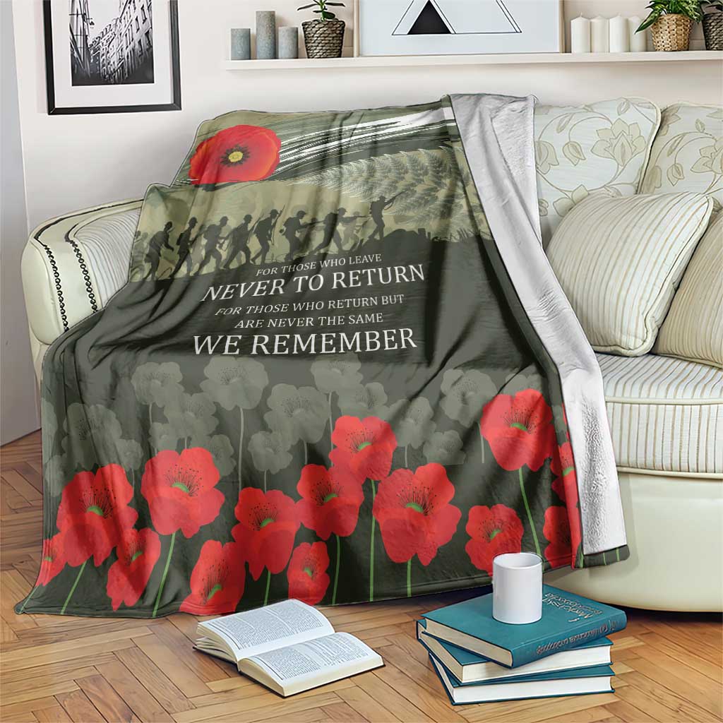 ANZAC Day We Remember Blanket Maori Silver Fern Camouflage Motif LT9 Green - Polynesian Pride