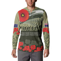 ANZAC Day We Remember Button Sweatshirt Maori Silver Fern Camouflage Motif LT9 - Polynesian Pride