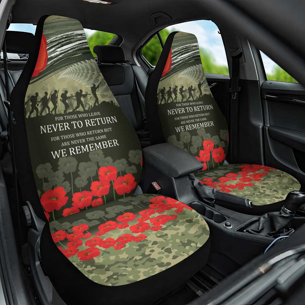 ANZAC Day We Remember Car Seat Cover Maori Silver Fern Camouflage Motif LT9 One Size Green - Polynesian Pride