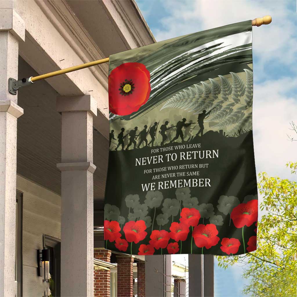 ANZAC Day We Remember Garden Flag Maori Silver Fern Camouflage Motif LT9 House Flag Green - Polynesian Pride