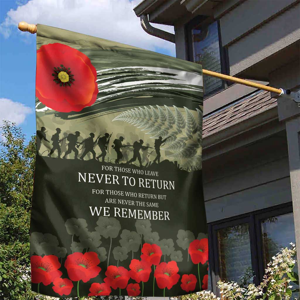 ANZAC Day We Remember Garden Flag Maori Silver Fern Camouflage Motif LT9 - Polynesian Pride