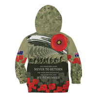 ANZAC Day We Remember Kid Hoodie - Maori Silver Fern Camouflage Motif LT9 - Polynesian Pride