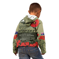 ANZAC Day We Remember Kid Hoodie - Maori Silver Fern Camouflage Motif LT9 - Polynesian Pride