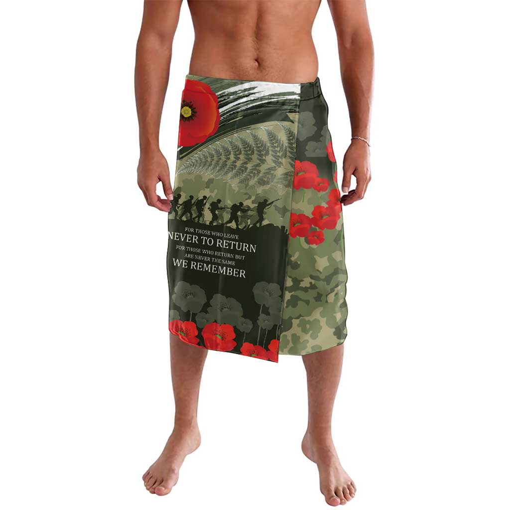 ANZAC Day We Remember Lavalava Maori Silver Fern Camouflage Motif LT9 Green - Polynesian Pride