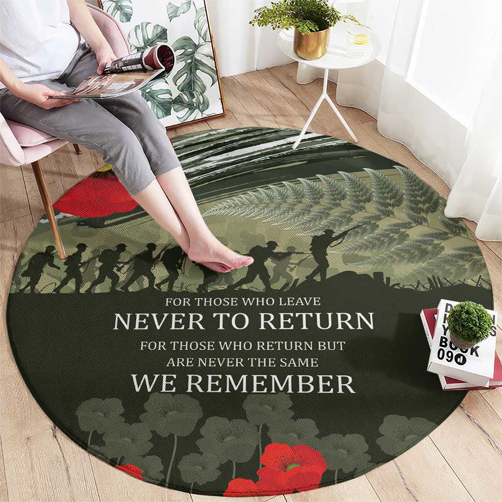 ANZAC Day We Remember Round Carpet Maori Silver Fern Camouflage Motif LT9 - Polynesian Pride