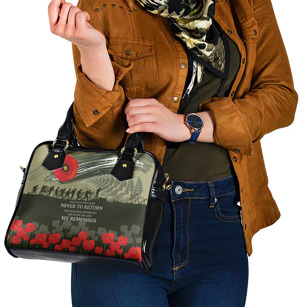 ANZAC Day We Remember Shoulder Handbag Maori Silver Fern Camouflage Motif LT9 - Polynesian Pride