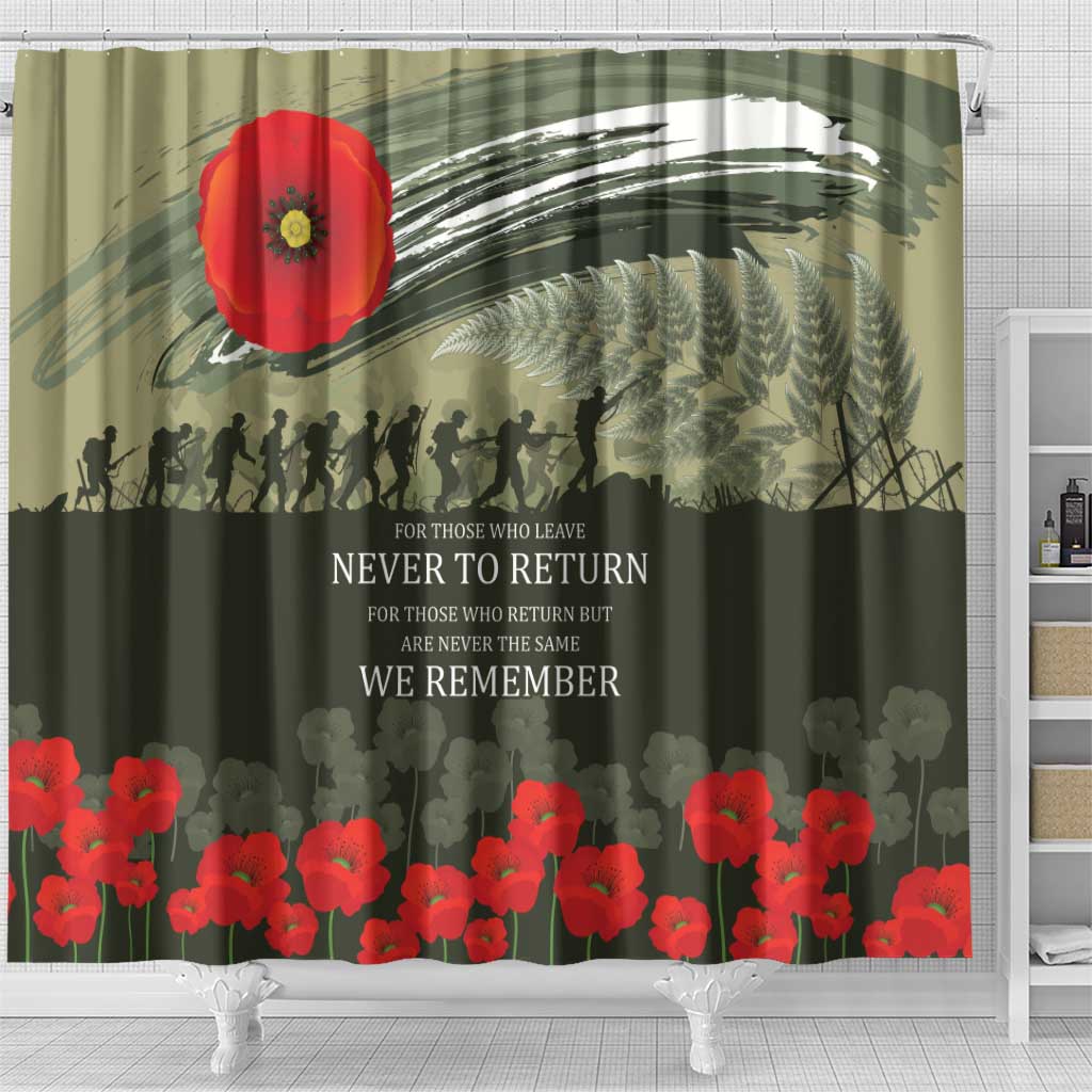 ANZAC Day We Remember Shower Curtain Maori Silver Fern Camouflage Motif LT9 - Polynesian Pride