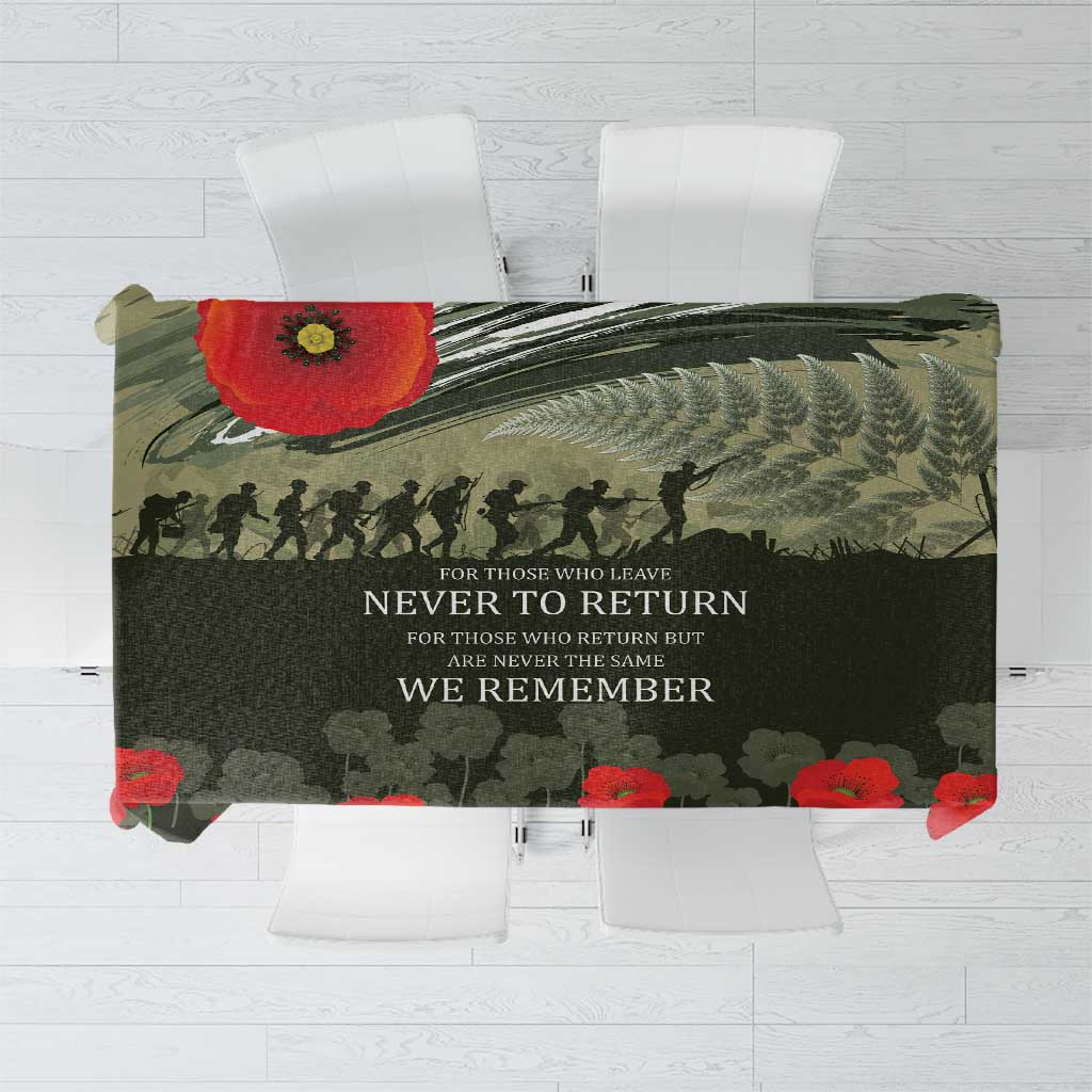 ANZAC Day We Remember Tablecloth Maori Silver Fern Camouflage Motif