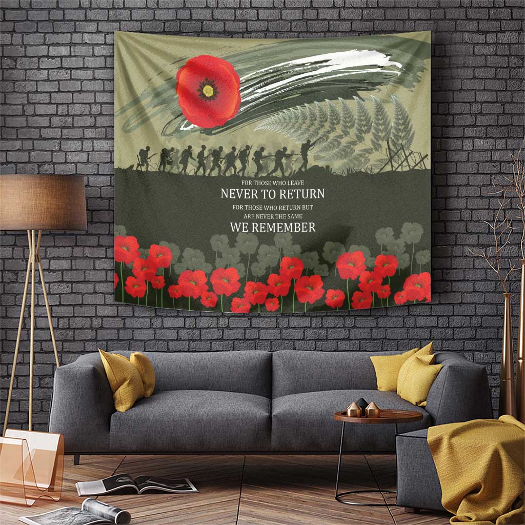 ANZAC Day We Remember Tapestry Maori Silver Fern Camouflage Motif LT9 Green - Polynesian Pride