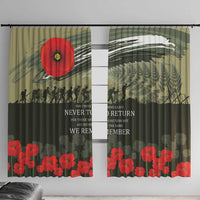 ANZAC Day We Remember Window Curtain Maori Silver Fern Camouflage Motif LT9 With Hooks Green - Polynesian Pride
