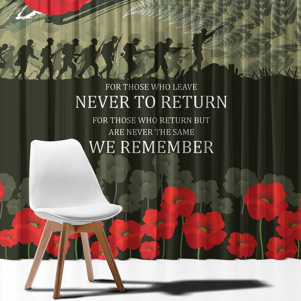 ANZAC Day We Remember Window Curtain Maori Silver Fern Camouflage Motif LT9 - Polynesian Pride