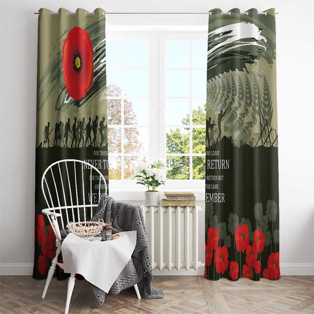 ANZAC Day We Remember Window Curtain Maori Silver Fern Camouflage Motif LT9 - Polynesian Pride