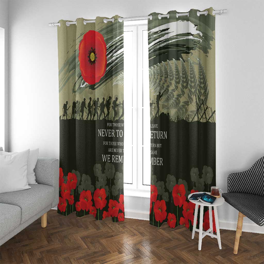 ANZAC Day We Remember Window Curtain Maori Silver Fern Camouflage Motif LT9 With Grommets Green - Polynesian Pride