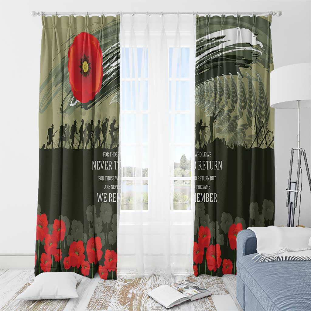 ANZAC Day We Remember Window Curtain Maori Silver Fern Camouflage Motif LT9 - Polynesian Pride
