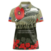ANZAC Day We Remember Women Polo Shirt Maori Silver Fern Camouflage Motif LT9 Female Green - Polynesian Pride