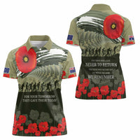 ANZAC Day We Remember Women Polo Shirt Maori Silver Fern Camouflage Motif LT9 - Polynesian Pride