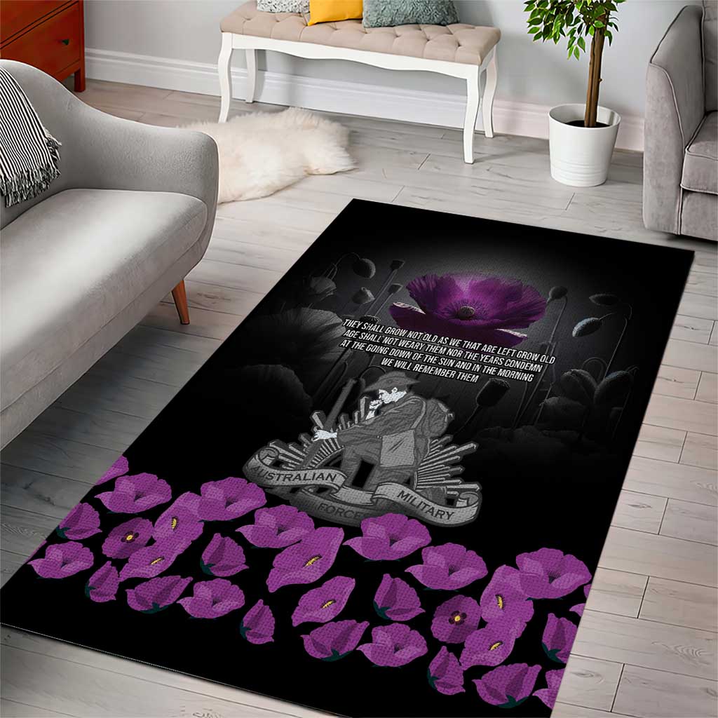 ANZAC Day Remembrance Area Rug Purple Poppy We Will Remember Them LT9 - Polynesian Pride