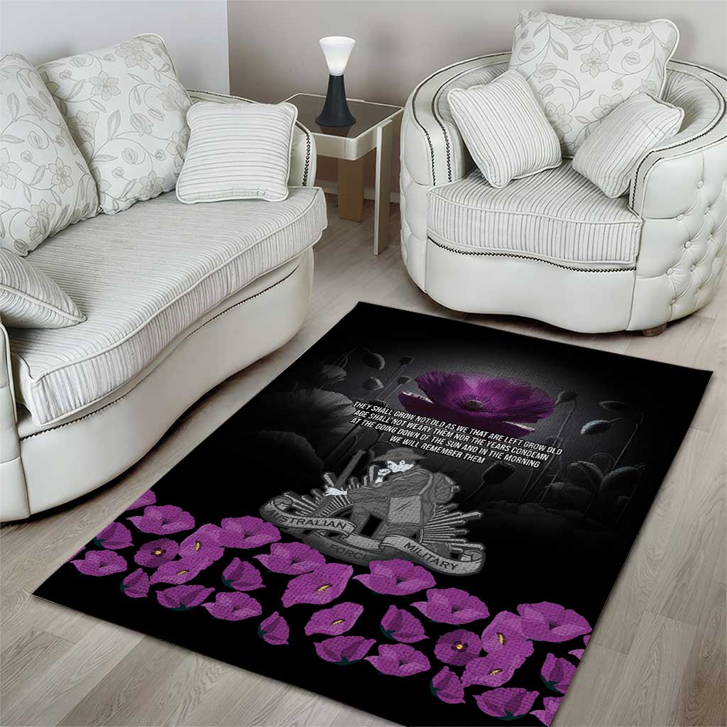 ANZAC Day Remembrance Area Rug Purple Poppy We Will Remember Them LT9 - Polynesian Pride