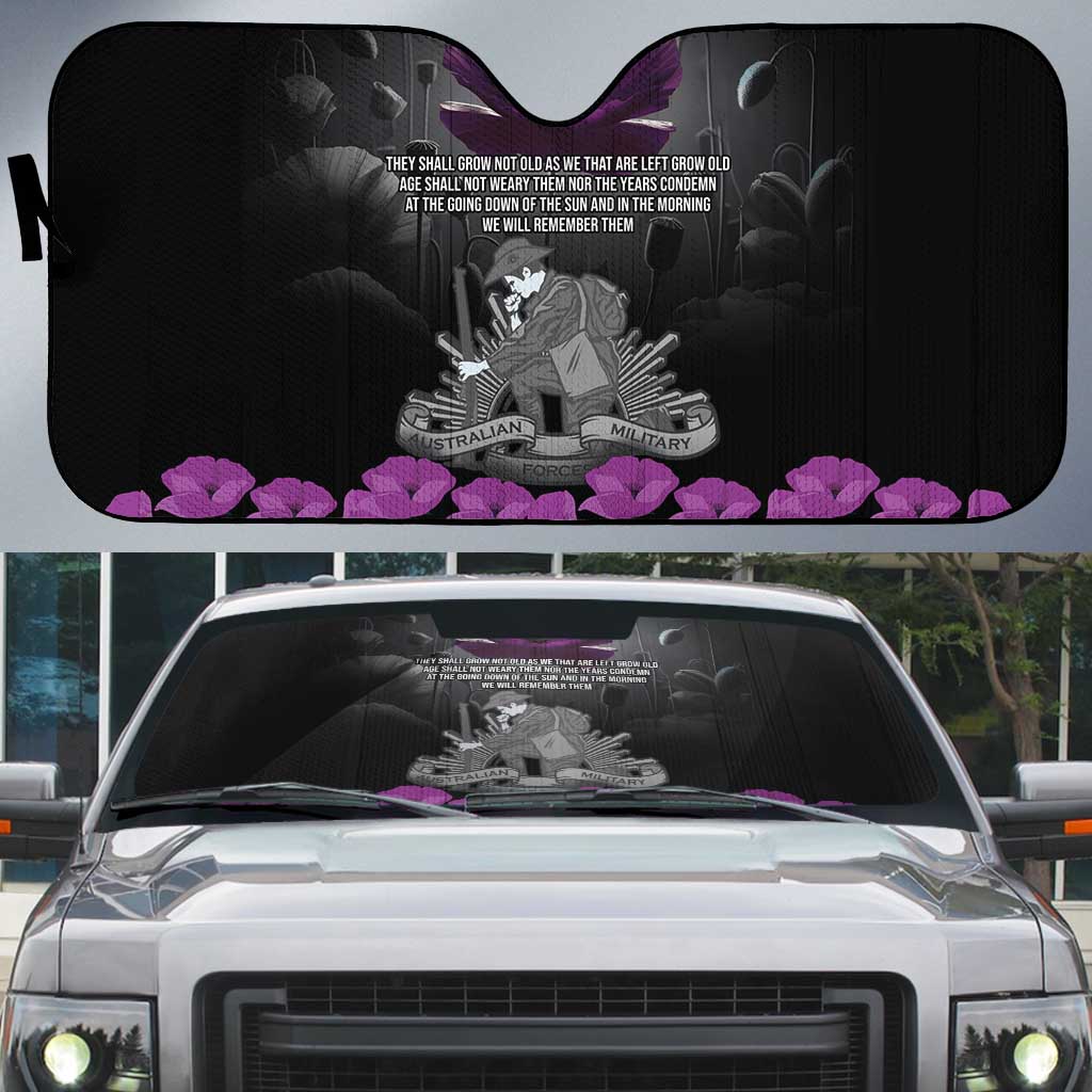 ANZAC Day Remembrance Auto Sun Shade Purple Poppy We Will Remember Them LT9 Purple - Polynesian Pride