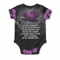 ANZAC Day Remembrance Baby Onesie Purple Poppy We Will Remember Them LT9 - Polynesian Pride