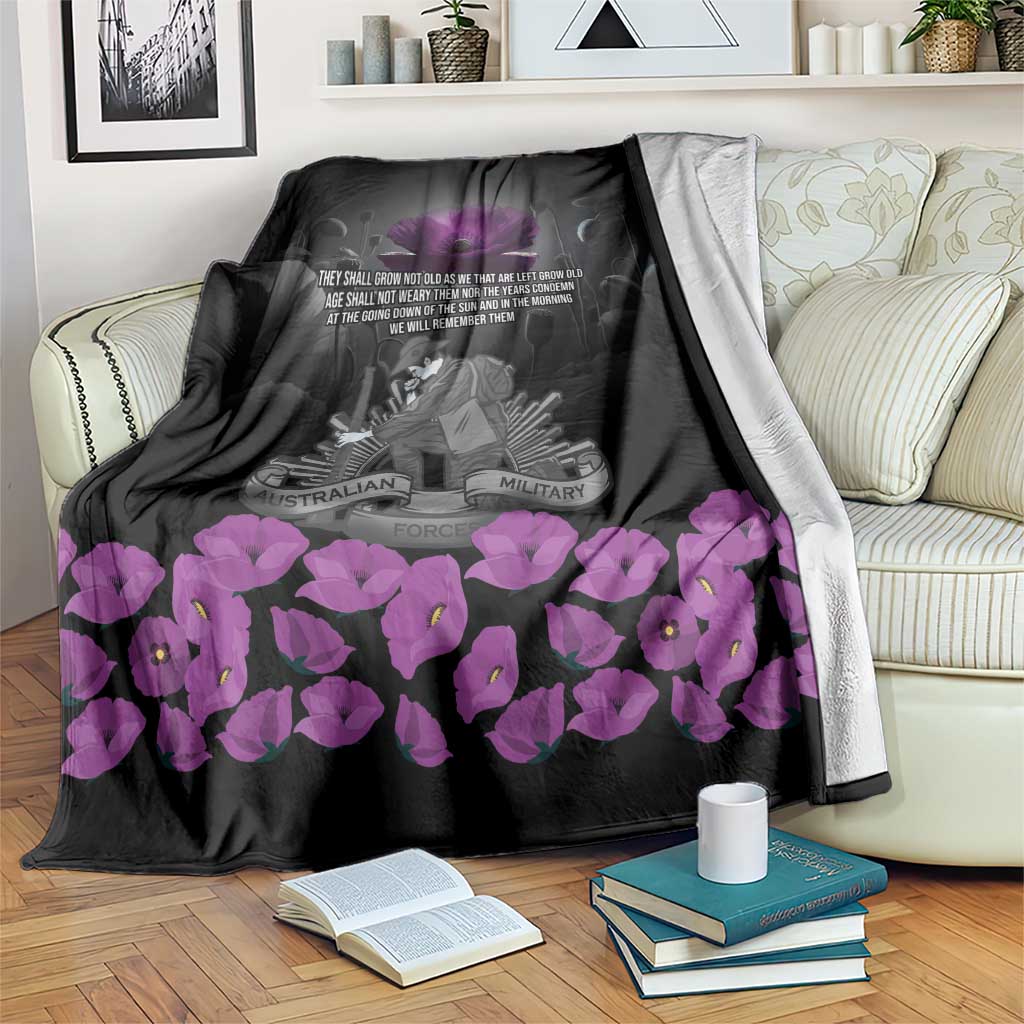 ANZAC Day Remembrance Blanket Purple Poppy We Will Remember Them LT9 Purple - Polynesian Pride