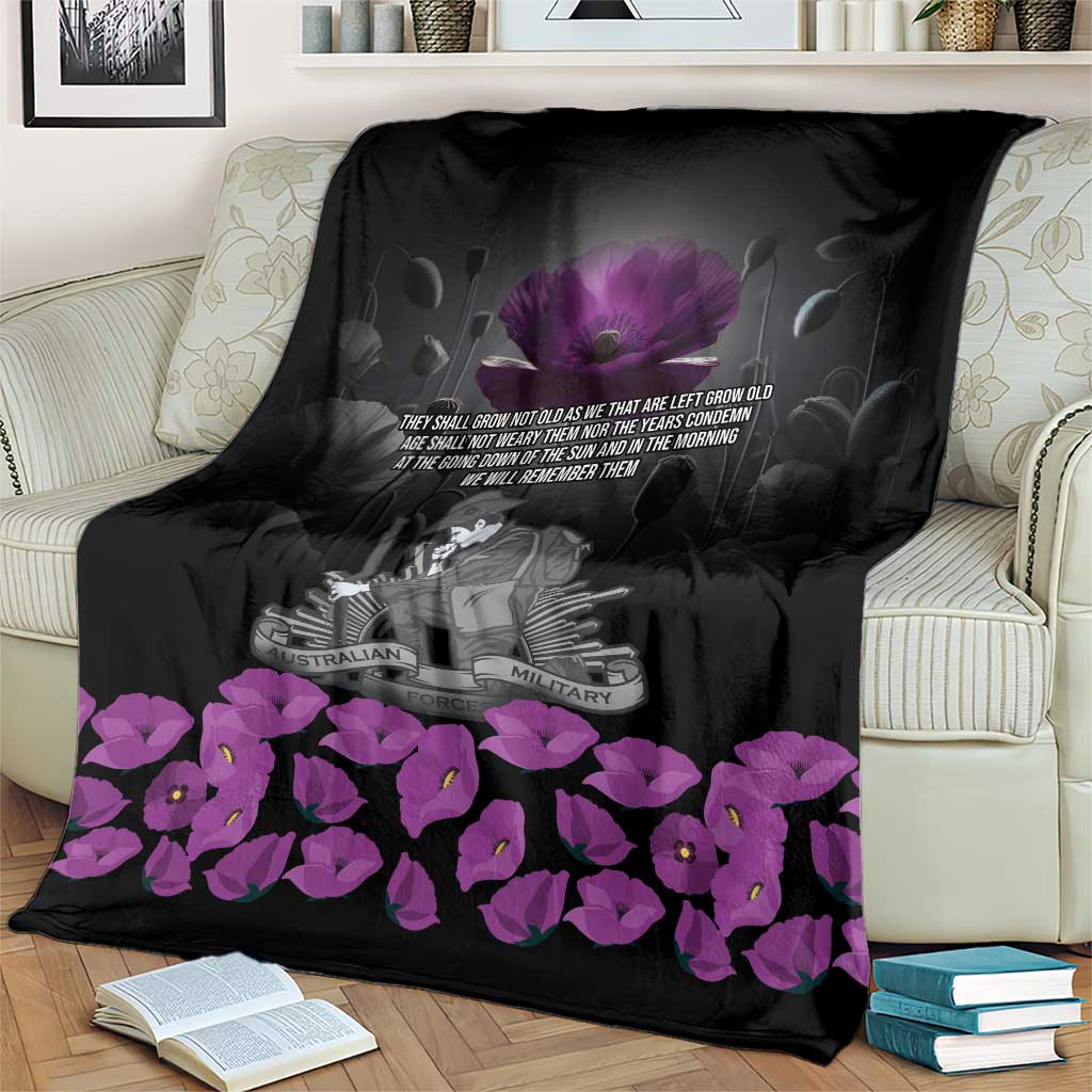 ANZAC Day Remembrance Blanket Purple Poppy We Will Remember Them LT9 - Polynesian Pride