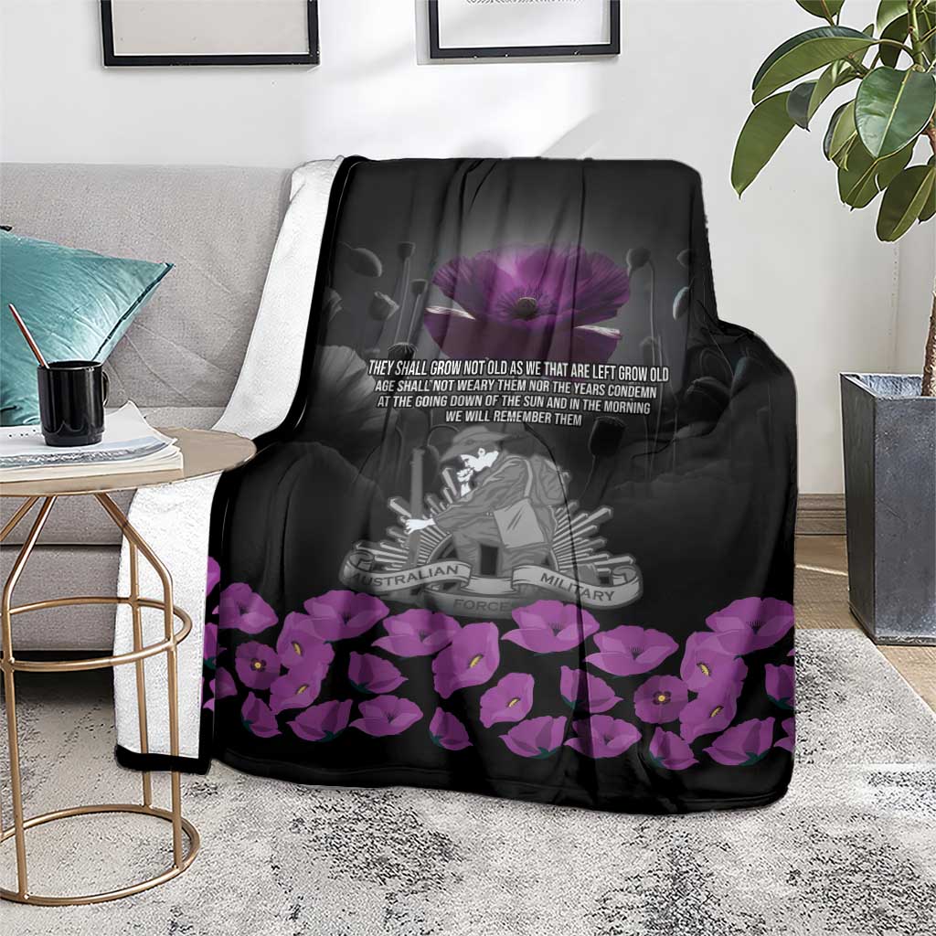 ANZAC Day Remembrance Blanket Purple Poppy We Will Remember Them LT9 - Polynesian Pride