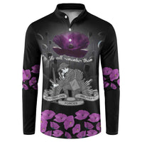 ANZAC Day Remembrance Button Sweatshirt Purple Poppy We Will Remember Them LT9 Purple - Polynesian Pride