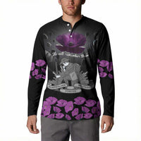 ANZAC Day Remembrance Button Sweatshirt Purple Poppy We Will Remember Them LT9 - Polynesian Pride