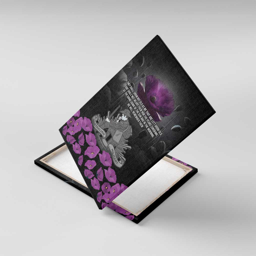 ANZAC Day Remembrance Canvas Wall Art Purple Poppy We Will Remember Them LT9 With Frame Purple - Polynesian Pride