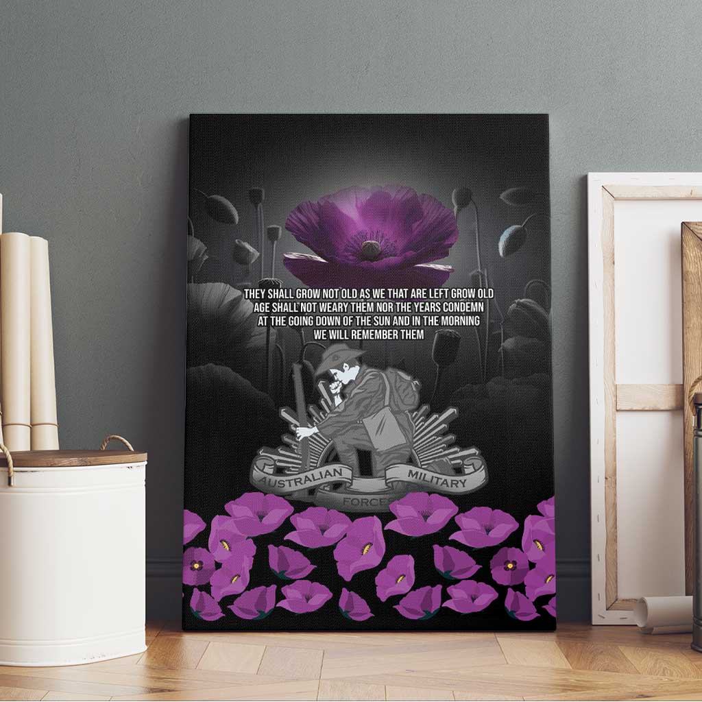 ANZAC Day Remembrance Canvas Wall Art Purple Poppy We Will Remember Them LT9 - Polynesian Pride