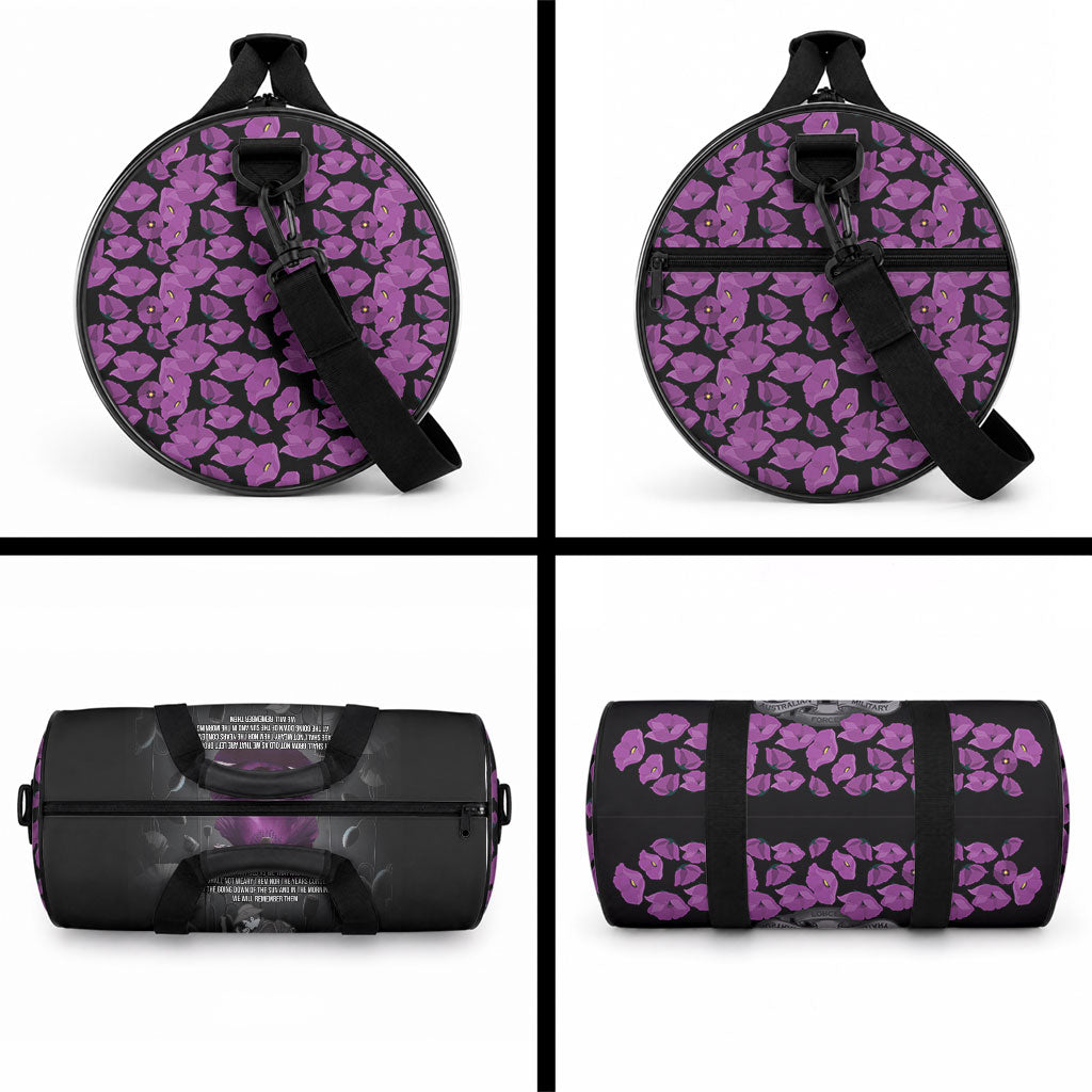 ANZAC Day Remembrance Duffle Bag Purple Poppy We Will Remember Them LT9 - Polynesian Pride